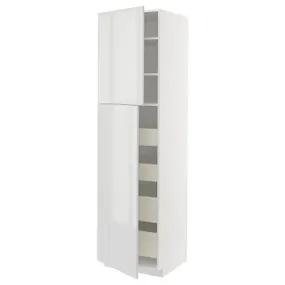 IKEA METOD МЕТОД / MAXIMERA МАКСИМЕРА, высокий шкаф / 2дверцы / 4ящика, белый / светло-серый, 60x60x220 см 194.694.22 фото