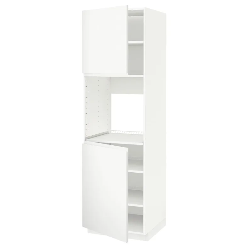IKEA METOD МЕТОД, высок шкаф д / духовки / 2дверцы / полки, белый / Воксторп матовый белый, 60x60x200 см 094.642.98 фото №1