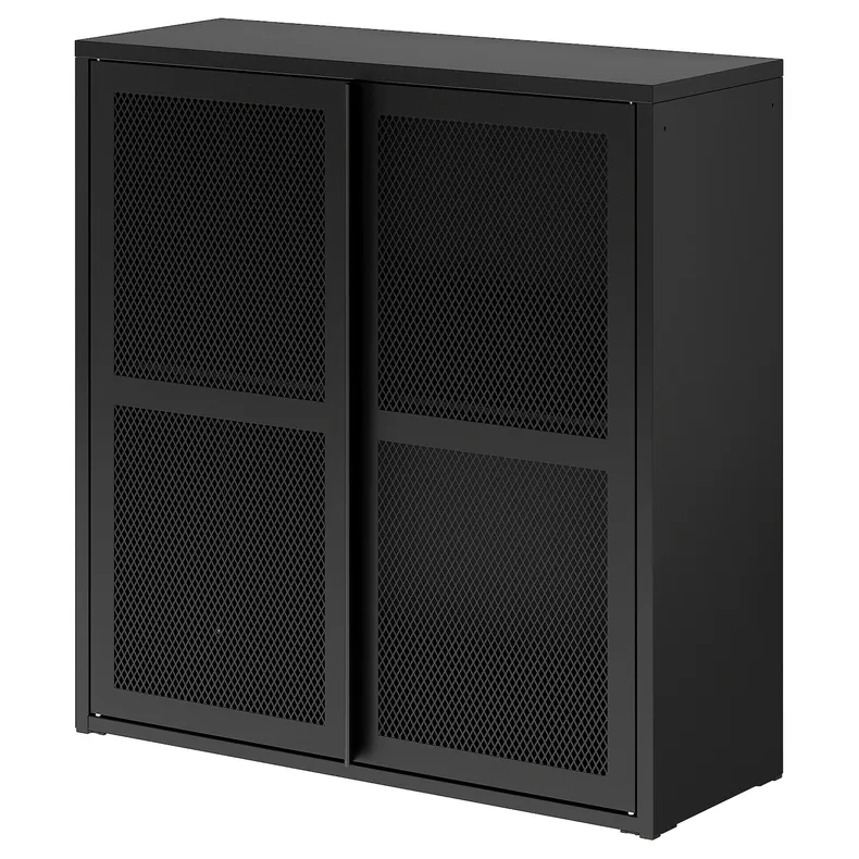 IKEA IVAR ИВАР, шкаф с дверями, чёрная сетка, 80x83 см 005.312.40 фото №1
