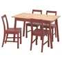 IKEA PINNTORP ПИННТОРП / PINNTORP ПИННТОРП, стол и 4 стула, светло-коричневое пятно красное пятно / красное пятно, 125 см 194.844.51 фото