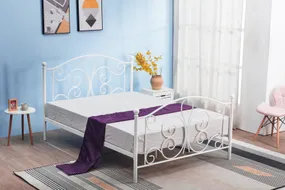 Ліжко металеве односпальне HALMAR PANAMA 120x200 см біле фото