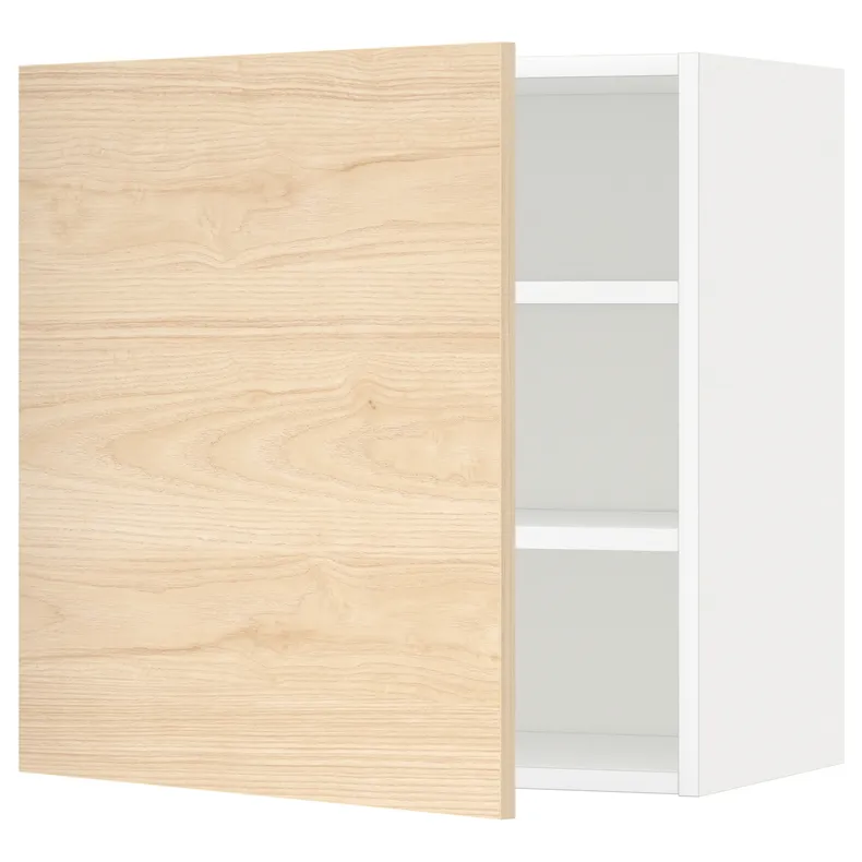 IKEA METOD МЕТОД, навесной шкаф с полками, белый / аскерсундский узор светлый ясень, 60x60 см 094.698.80 фото №1