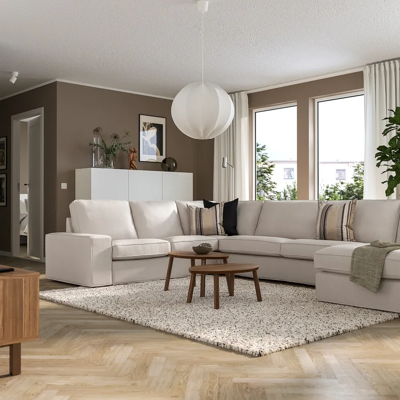 IKEA KIVIK КІВІК, кутовий 6-місний диван з кушеткою, Tresund світло-бежевий 794.828.78 фото №2