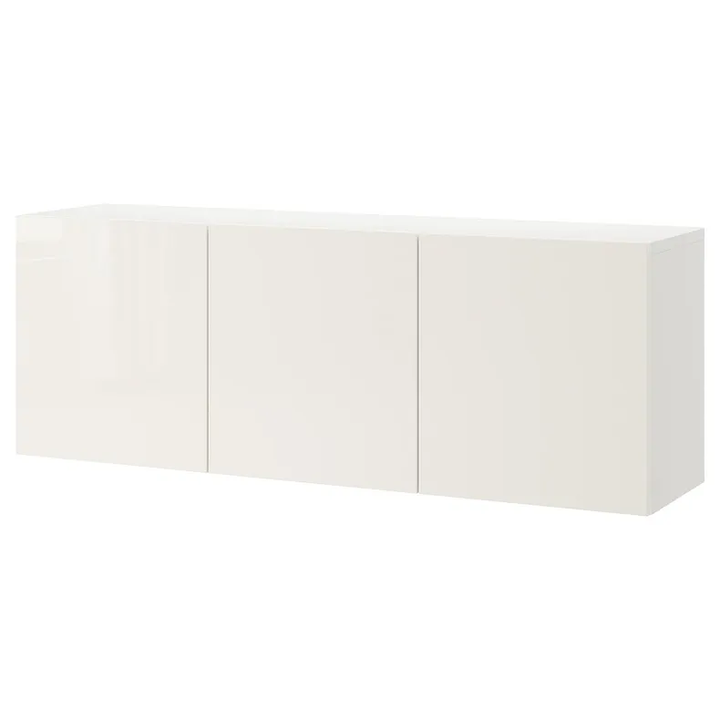 IKEA BESTÅ БЕСТО, настінна комбінація шаф, білий / СЕЛСВІКЕН глянцевий / білий, 180x42x64 см 994.124.84 фото №1