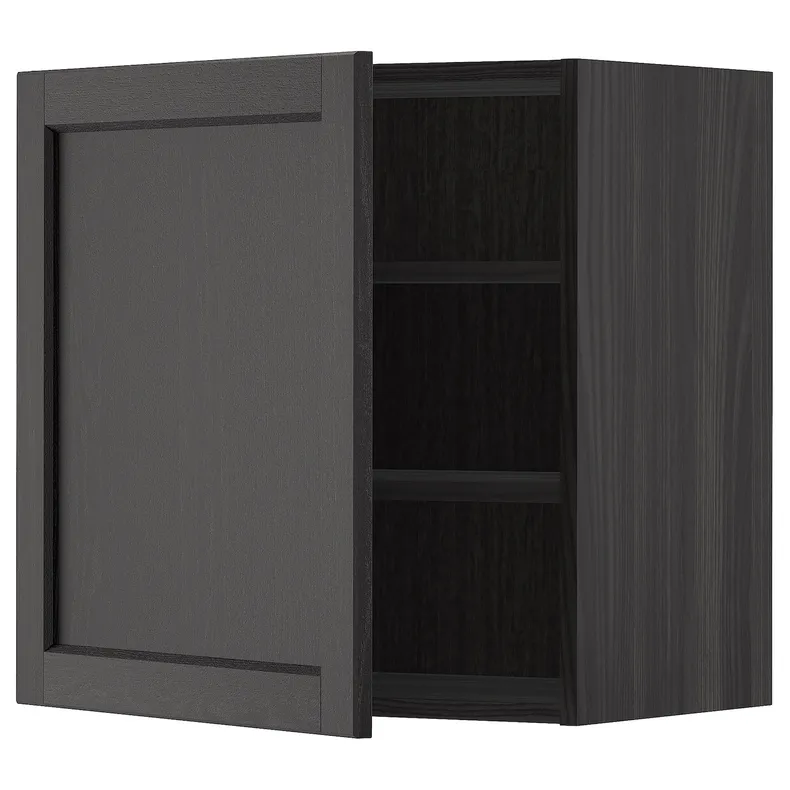 IKEA METOD МЕТОД, шафа навісна із полицями, чорний / Лерхіттан, пофарбований у чорний колір, 60x60 см 594.678.12 фото №1