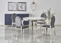 Обідній стіл HALMAR REGINALD 120 см, стільниця - білий мармур, ніжки - срібло фото thumb №2