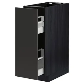 IKEA METOD МЕТОД / MAXIMERA МАКСИМЕРА, напольный шкаф / выдвижн внутр элем, черный / никебо матовый антрацит, 30x60 см 494.985.74 фото