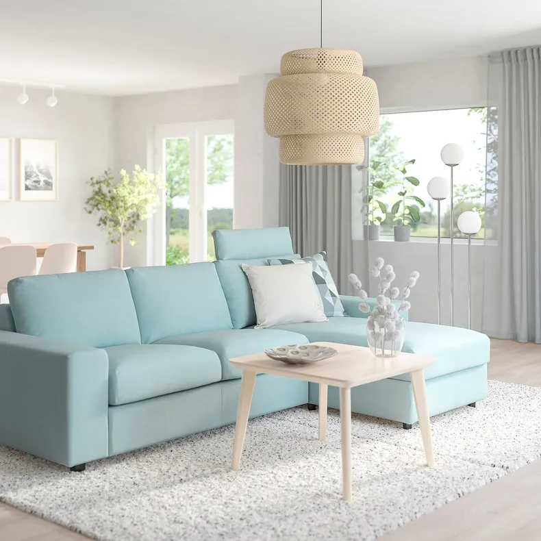 IKEA VIMLE ВІМЛЕ, 3-місний диван із кушеткою, з широкими підлокітниками з узголів'ям / САКСЕМАРА світло-синій 594.014.73 фото №2