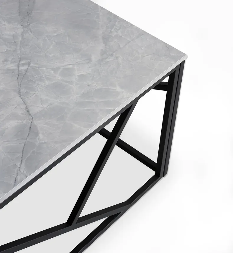 Журнальный столик HALMAR UNIVERSE 2 120x60 см, серый мрамор / черный фото №7