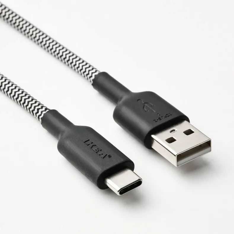 IKEA LILLHULT, USB-A до USB-C, Чорний/білий, 1.5 m 905.811.03 фото №3