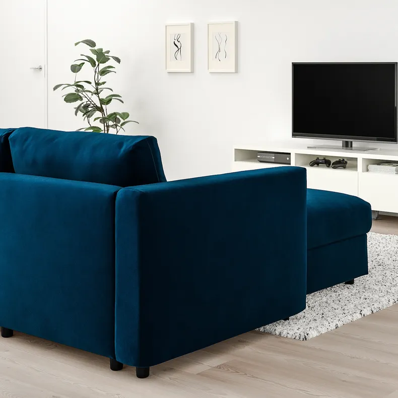 IKEA VIMLE ВІМЛЕ, 4-місний диван, з шезлонгом/Djuparp темно-зелено-синій 694.336.09 фото №2