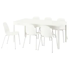 IKEA EKEDALEN ЕКЕДАЛЕН / LIDÅS ЛІДОС, стіл+6 стільців, білий/білий, 180/240 см 895.704.31 фото