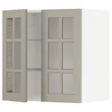 IKEA METOD МЕТОД, настінна шафа, полиці / 2 склх дверц, білий / стенсундський бежевий, 60x60 см 394.657.86 фото thumb №1
