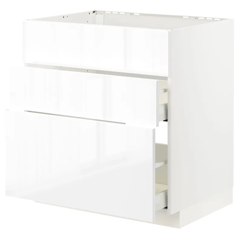 IKEA METOD МЕТОД / MAXIMERA МАКСИМЕРА, напол шкаф д / варочн панели / вытяжка, белый / Рингхульт белый, 80x60 см 693.356.23 фото №1
