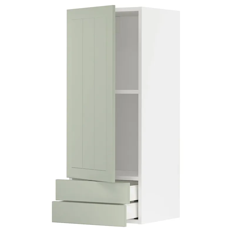 IKEA METOD МЕТОД / MAXIMERA МАКСИМЕРА, навесной шкаф с дверцей / 2 ящика, белый / светло-зеленый, 40x100 см 694.873.53 фото №1