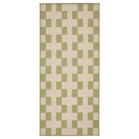 IKEA GÅNGSTIG ГОНГСТИГ, кухонная коврик, Плоское плетение зеленого / кремового цвета, 70x160 см 305.781.46 фото