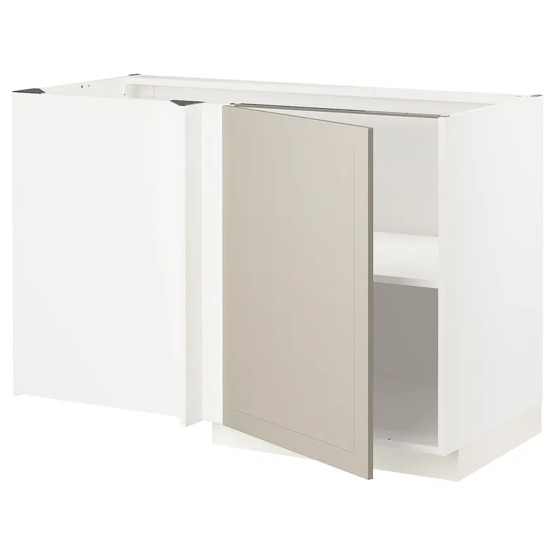 IKEA METOD МЕТОД, угловой напольный шкаф с полкой, белый / Стенсунд бежевый, 128x68 см 394.560.13 фото №1