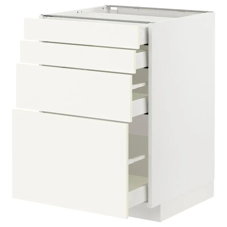 IKEA METOD МЕТОД / MAXIMERA МАКСИМЕРА, напольный шкаф 4 фасада / 4 ящика, белый / Вальстена белый, 60x60 см 895.072.13 фото №1