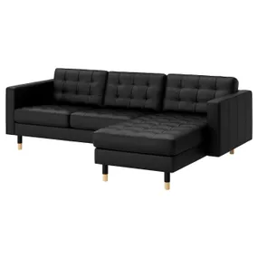 IKEA LANDSKRONA ЛАНДСКРУНА, 3-місний диван, з шезлонгом / Гранн / Бомстад чорний / дерево 590.318.77 фото