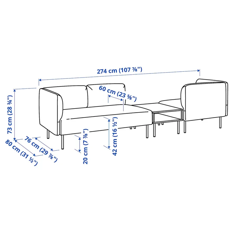 IKEA LILLEHEM ЛИЛЛЕХЕМ, 3-м модульный диван со столиком, Окрашенное коричневое/красное дерево 095.697.47 фото №2