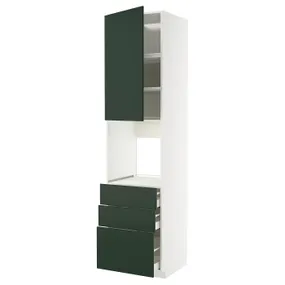 IKEA METOD МЕТОД / MAXIMERA МАКСИМЕРА, высокий шкаф д/духовки/дверь/3ящика, белый/Гавсторп темно-зеленый, 60x60x240 см 695.572.99 фото