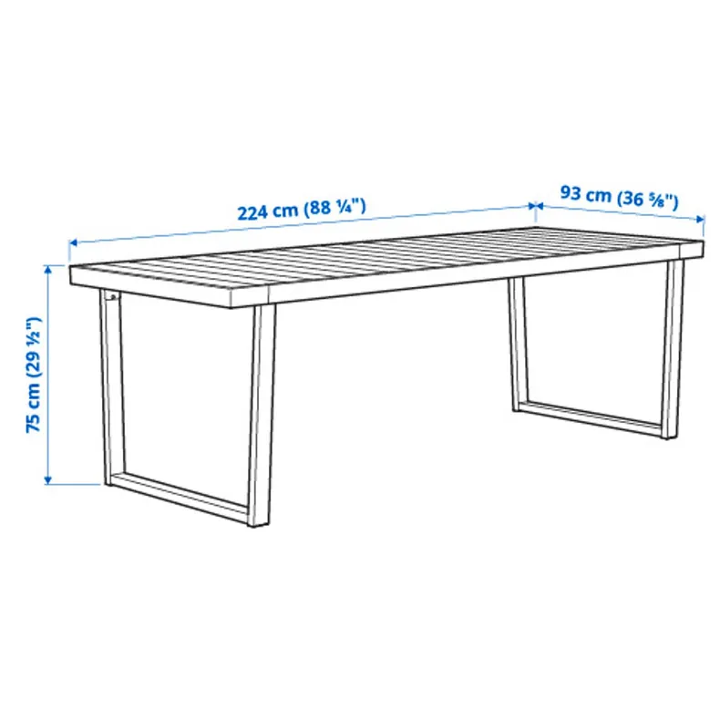 IKEA VÄRMANSÖ ВЕРМАНСЕ, стіл+6 стільців, для вулиці, темно-сірий/коричневий, 224 см 595.002.13 фото №9