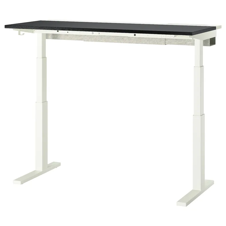 IKEA MITTZON МІТТЗОН, стіл регульований, електричний ОКЛ попелястий чорний / білий, 140x60 см 495.282.84 фото №1