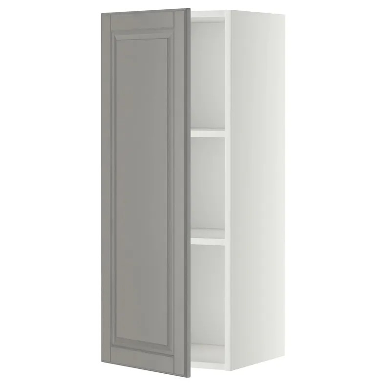 IKEA METOD МЕТОД, навесной шкаф с полками, белый / бодбинский серый, 40x100 см 994.595.89 фото №1