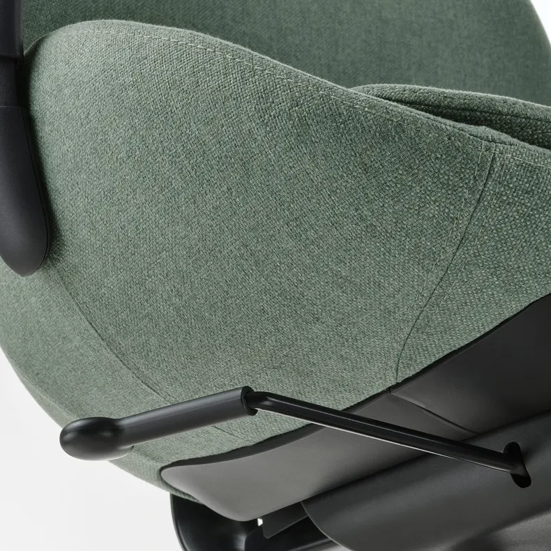 IKEA HATTEFJÄLL ХАТТЕФЬЕЛЛЬ, рабочий стул с подлокотниками, Окрашенный в зеленый / черный цвет 505.389.70 фото №6