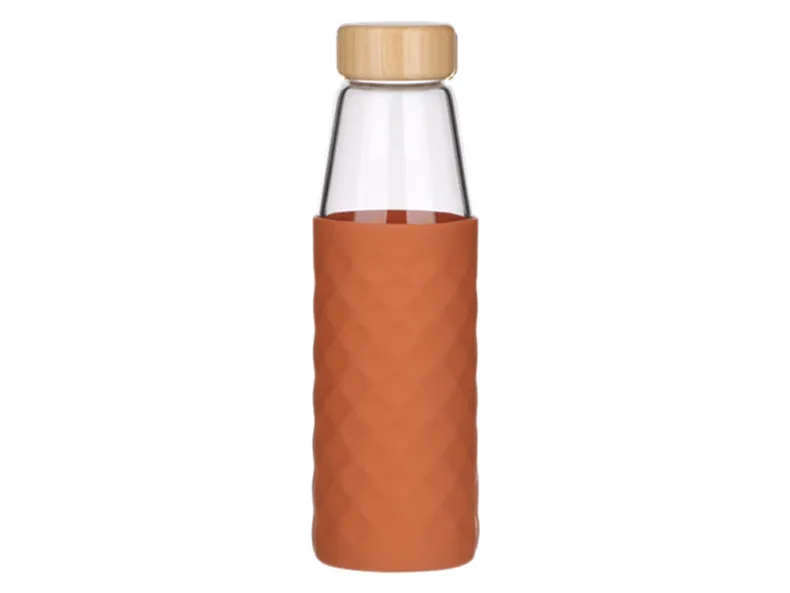 BRW Стеклянная бутылка в силиконовой упаковке 500 мл оранжевая 090533 фото №1