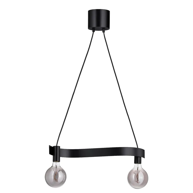 IKEA ACKJA АККЬЯ / MOLNART МОЛНАРТ, подвесной светильник с лампочкой, волна черный / шарик серый прозрачное стекло 795.368.43 фото №1