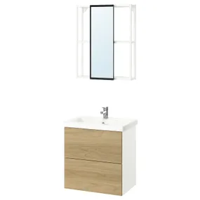 IKEA ENHET ЕНХЕТ, ванна, білий/імітація. дуб, 64x43x65 см 595.473.81 фото