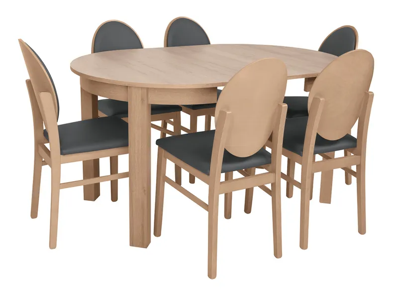 BRW Комплект: стол 95-195х95 см+ 4 стула BRW BERNARDIN, серый/дуб натуральный/дуб ривьера BERNARDIN_STO_4KRS-DRI/TX099 фото №3