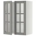 IKEA METOD МЕТОД, навесной шкаф / полки / 2стеклян двери, белый / бодбинский серый, 60x80 см 693.949.57 фото thumb №1