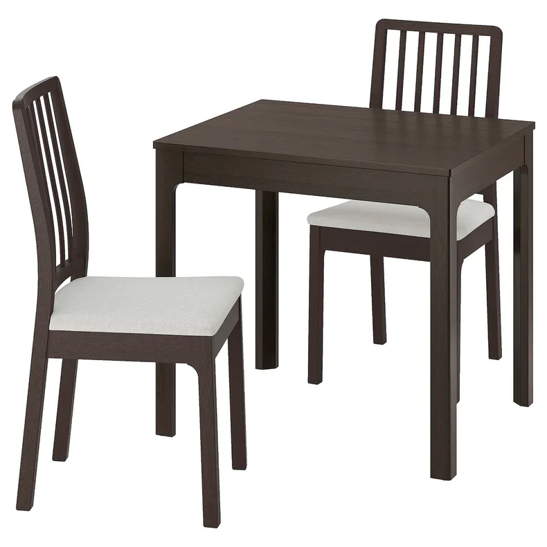 IKEA EKEDALEN ЕКЕДАЛЕН / EKEDALEN ЕКЕДАЛЕН, стіл+2 стільці, темно-коричневий/Hakebo Хакебу бежевий темно-коричневий, 80/120 см 595.713.85 фото №1