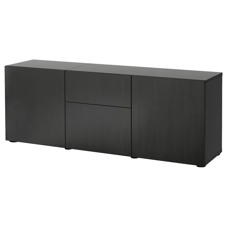 IKEA BESTÅ БЕСТО, комбинация для хранения с ящиками, черный / коричневый / Лапвикен черный / коричневый, 180x42x65 см 794.126.49 фото №1