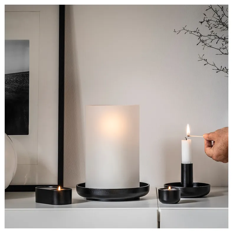 IKEA HEDERVÄRD ХЕДЕРВЭРД, подсвечник для греющей свечи, черный, 3 см 205.106.23 фото №5