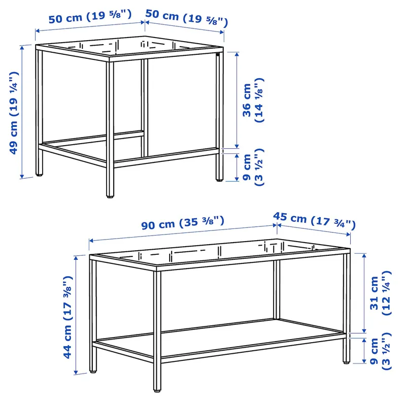 IKEA VITTSJÖ ВИТШЁ, комплект столов, 2 шт, черно-коричневый / стекло, 90x50 см 802.153.32 фото №7