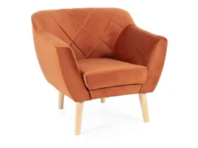 Крісло м'яке оксамитове SIGNAL KARO 1 Velvet, Bluvel 4215 - кориця / бук фото