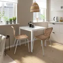 IKEA MELLTORP МЕЛЬТОРП / ÄLVSTA ЭЛЬВСТА, стол и 2 стула, белый белый / ротанг белый, 75x75 см 194.907.63 фото thumb №2