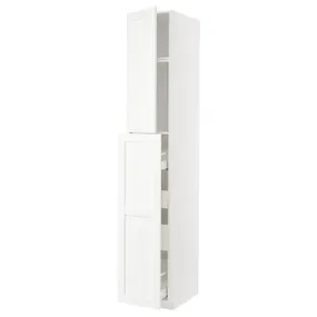 IKEA METOD МЕТОД / MAXIMERA МАКСІМЕРА, висока шафа / висувна секція / 1дв / 4шх, білий Енкопінг / білий імітація дерева, 40x60x240 см 694.735.63 фото