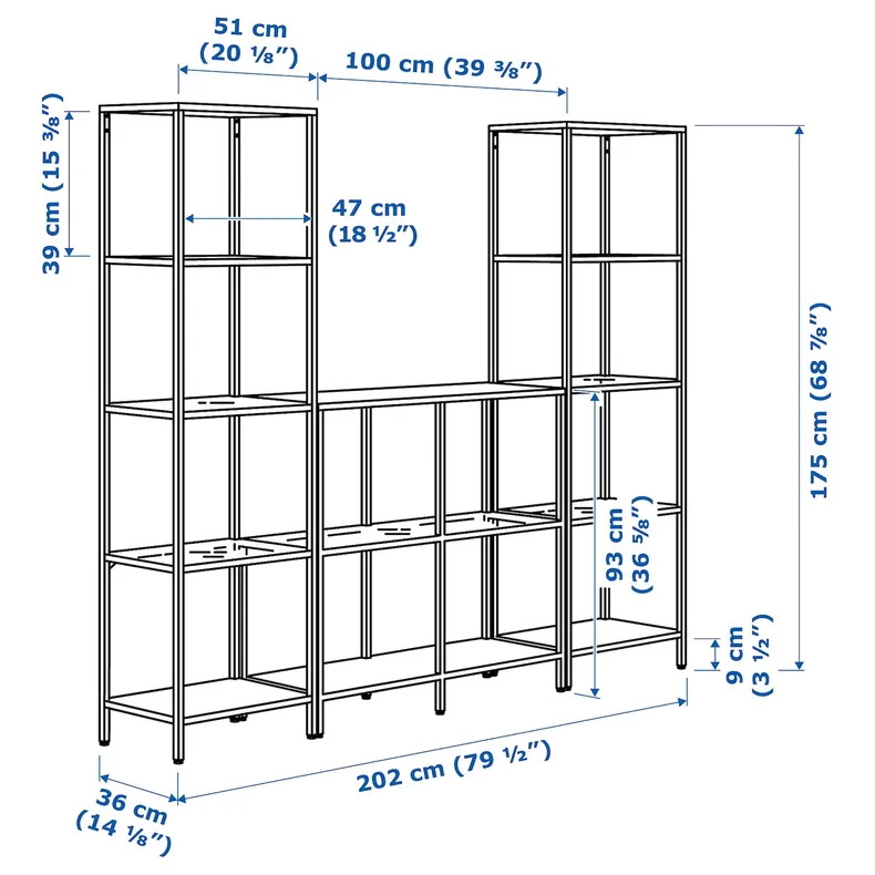 IKEA VITTSJÖ ВІТТШЕ, шафа, чорно-коричневий / скло, 202x36x175 см 292.945.54 фото №4