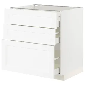 IKEA METOD МЕТОД / MAXIMERA МАКСІМЕРА, підлогова шафа з 3 шухлядами, білий Енкопінг / білий імітація дерева, 80x60 см 294.734.28 фото