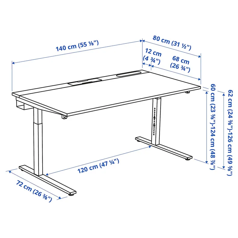 IKEA MITTZON МИТТЗОН, письменный стол, окл береза / черный, 140x80 см 895.281.16 фото №10