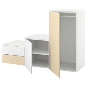 IKEA PLATSA ПЛАТСА, гардероб 2-дверный+2 ящика, белый Kalbåden / эффект живой сосны FONNES белый, 180x57x123 см 295.009.88 фото