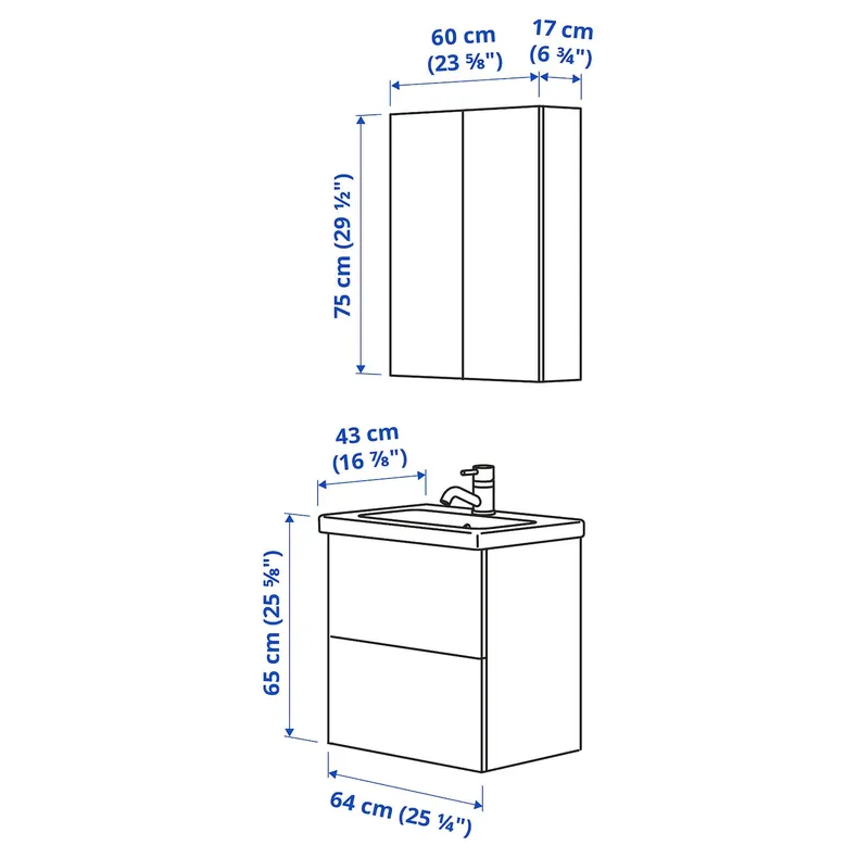 IKEA ENHET ЕНХЕТ, ванна, блідо-сіро-зелений, 64x43x65 см 995.477.89 фото №3