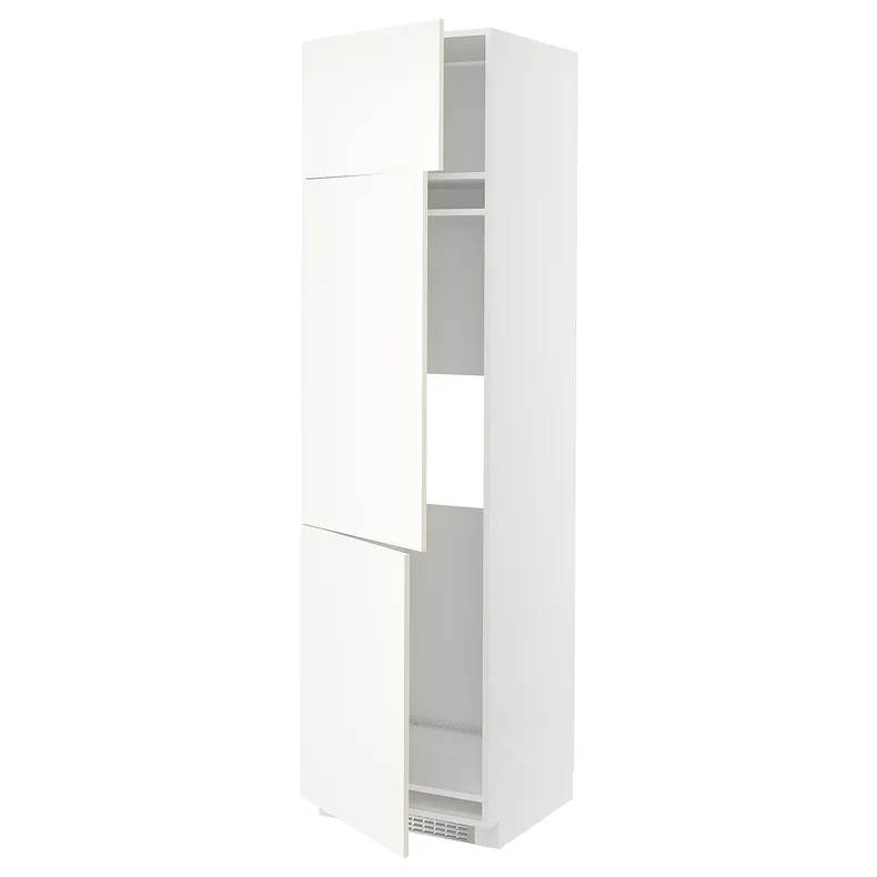 IKEA METOD МЕТОД, высокий шкаф д / холод / мороз / 3 дверцы, белый / Вальстена белый, 60x60x220 см 795.073.55 фото №1