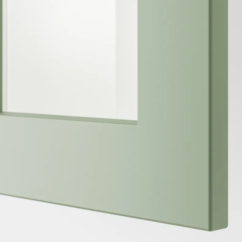 IKEA METOD МЕТОД, углов навесн шкаф с врщ скц / сткл дв, белый / светло-зеленый, 68x100 см 094.870.06 фото №2