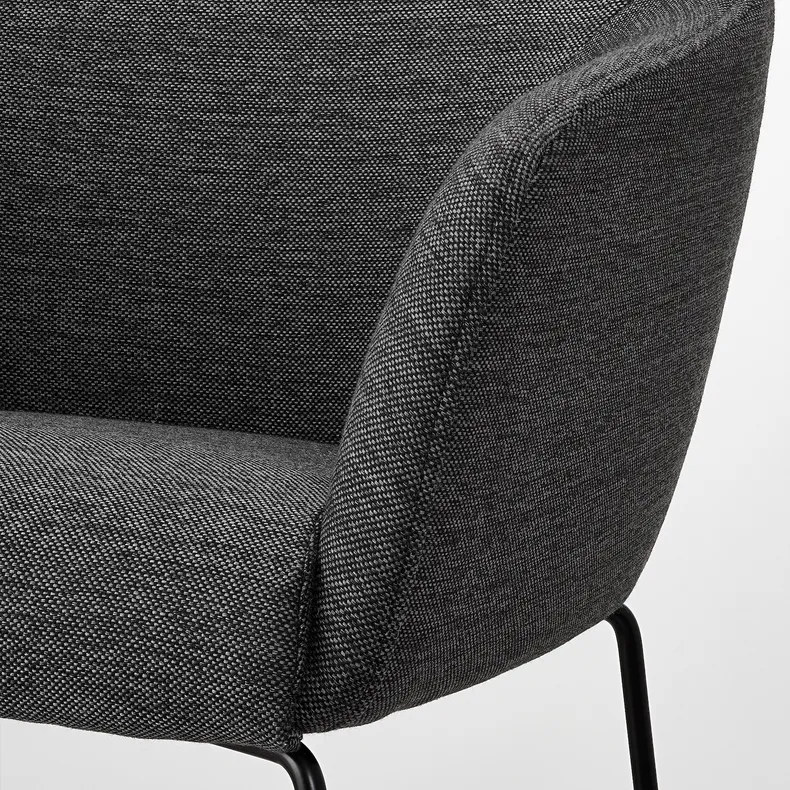 IKEA TOSSBERG ТОССБЕРГ, барний стілець зі спинкою, чорний металл / темно-сірий Gunnared 005.682.38 фото №3