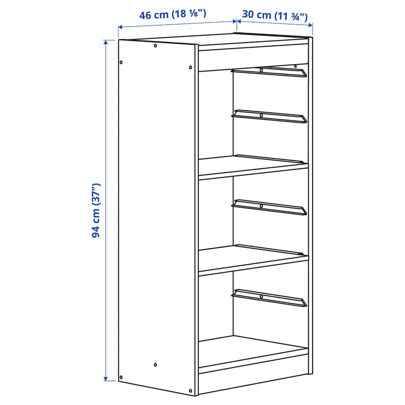 IKEA TROFAST ТРУФАСТ, комбінація для зберігання +полиці, сірий, 46x30x94 см 495.268.69 фото №3